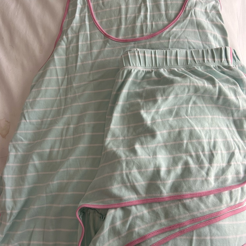 Lake Pajamas Striped Mint and Pink Sleepwear Set XXL